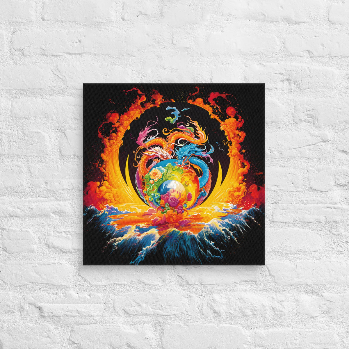 Eternal Harmony: Dual Dragon Canvas Print - BBairt