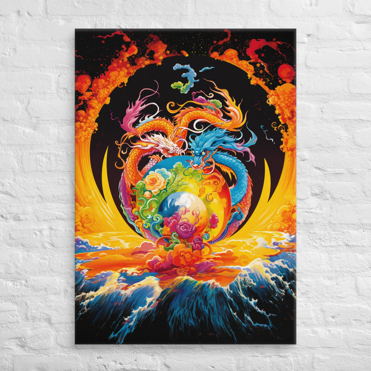 Eternal Harmony: Dual Dragon Canvas Print - BBairt