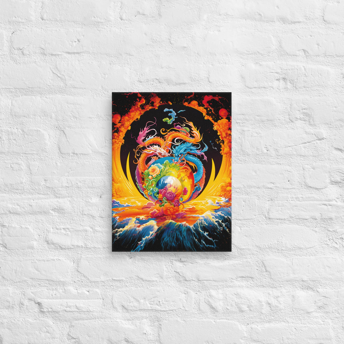 Eternal Harmony: Dual Dragon Canvas Print - BBairt
