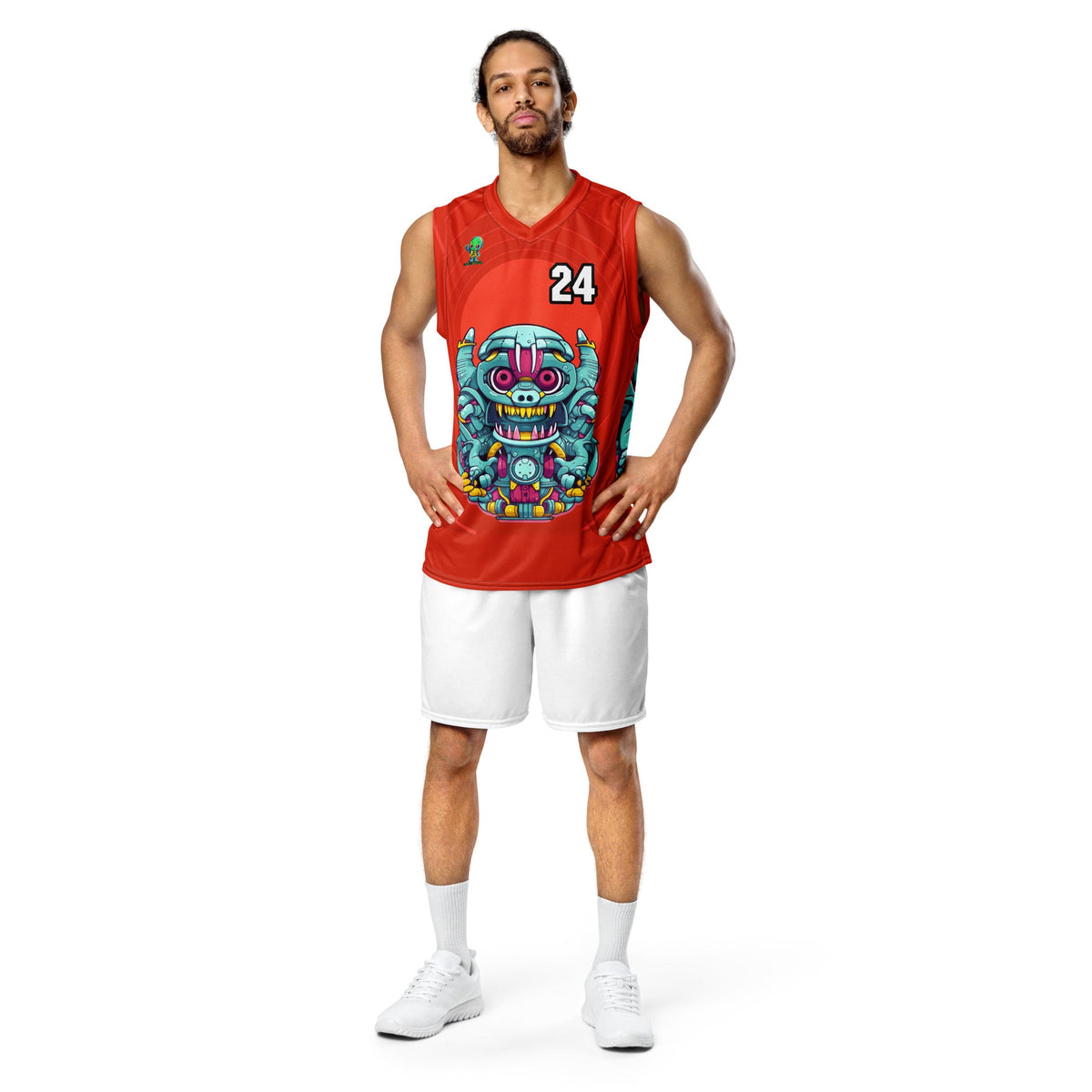 Gear Critter - Recycled unisex basketball jersey - Crimson Vortex Colorway - BBairt