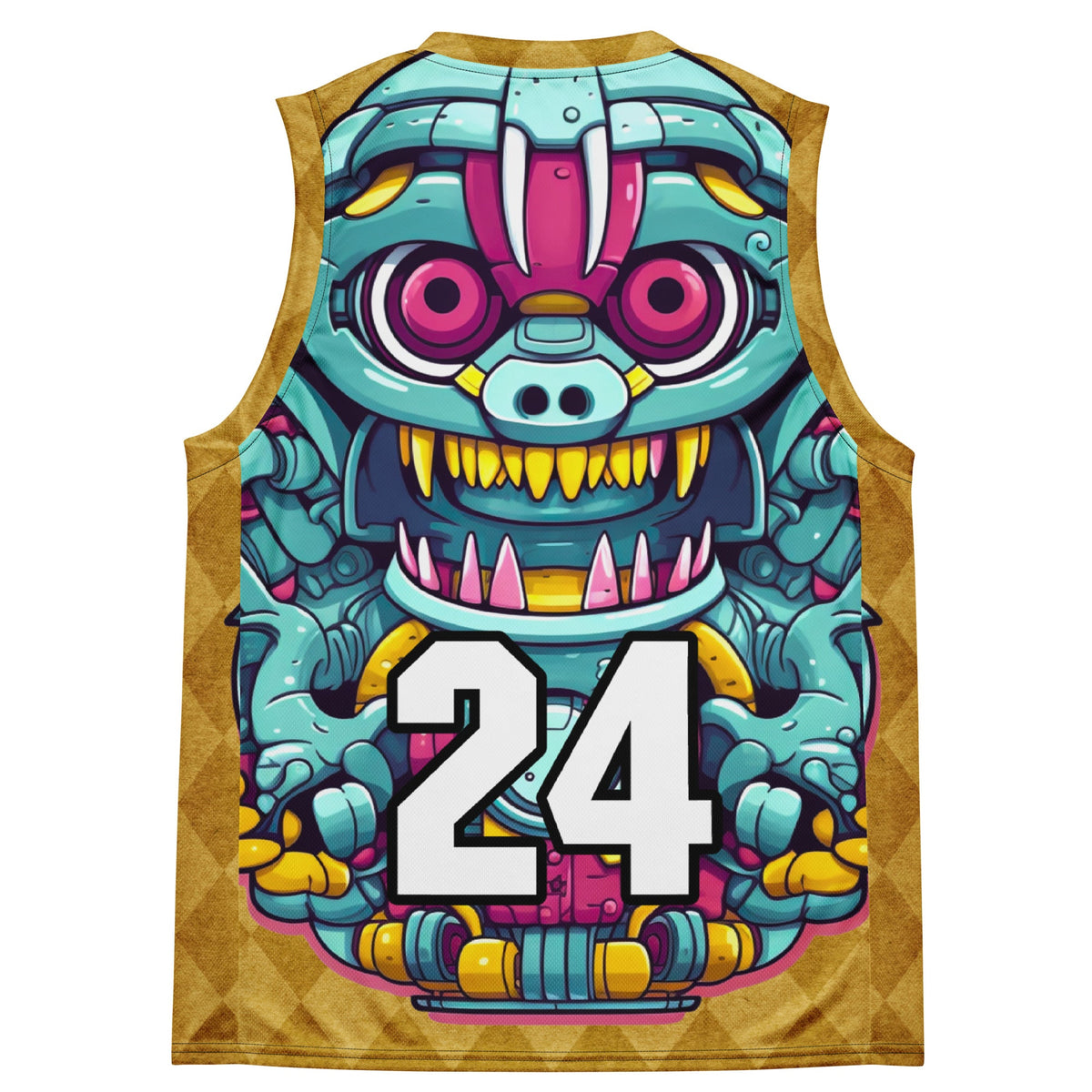 Gear Critter - Recycled unisex basketball jersey - Golden Argyle Colorway - BBairt