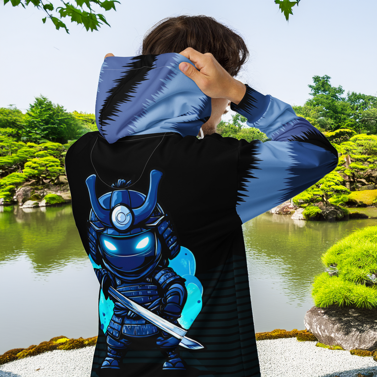 Kai the Cyber Ronin - Unisex All - Over Print Zip Hoodie - BBairt