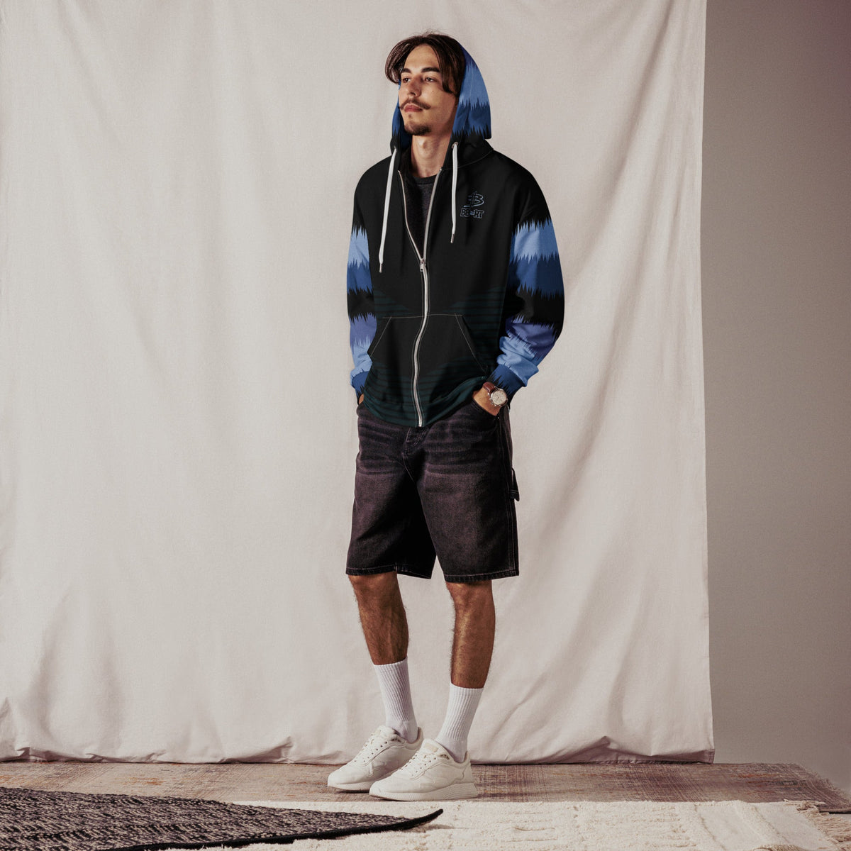 Kai the Cyber Ronin - Unisex All - Over Print Zip Hoodie - BBairt