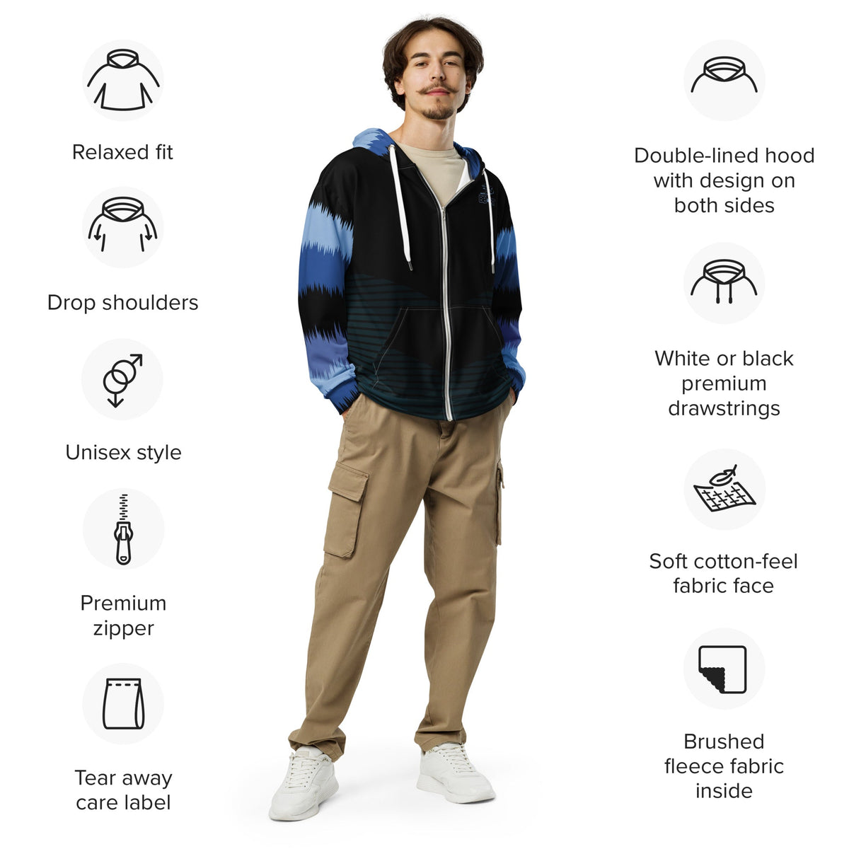 Kai the Cyber Ronin - Unisex All - Over Print Zip Hoodie - BBairt