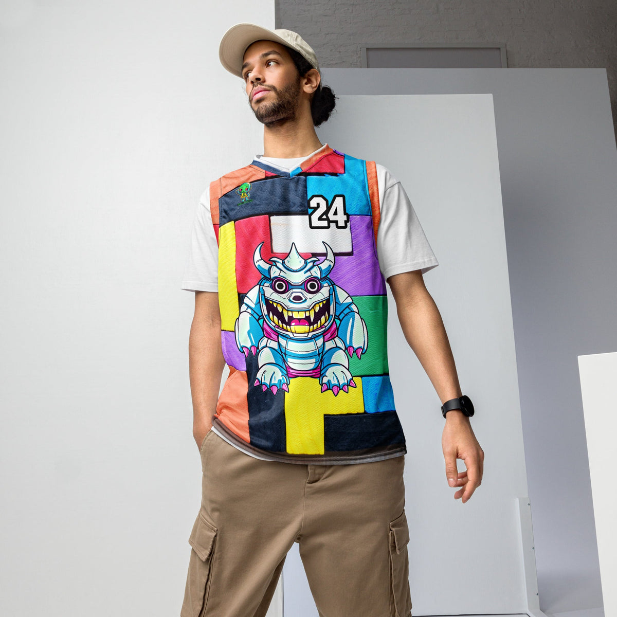 Kind Claw - Recycled unisex basketball jersey - Block Fusion Colorway - BBairt