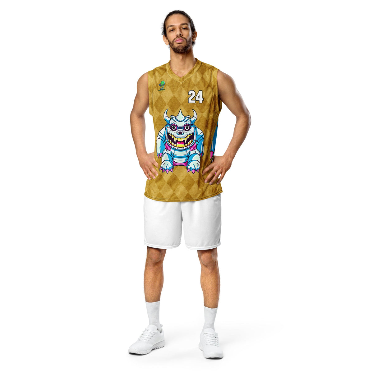 Kind Claw - Recycled unisex basketball jersey - Golden Argyle Colorway - BBairt
