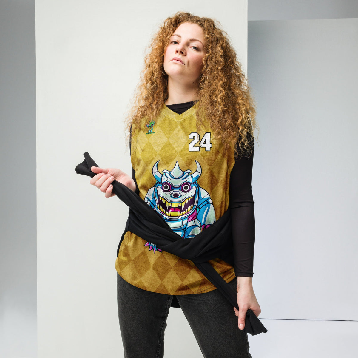 Kind Claw - Recycled unisex basketball jersey - Golden Argyle Colorway - BBairt