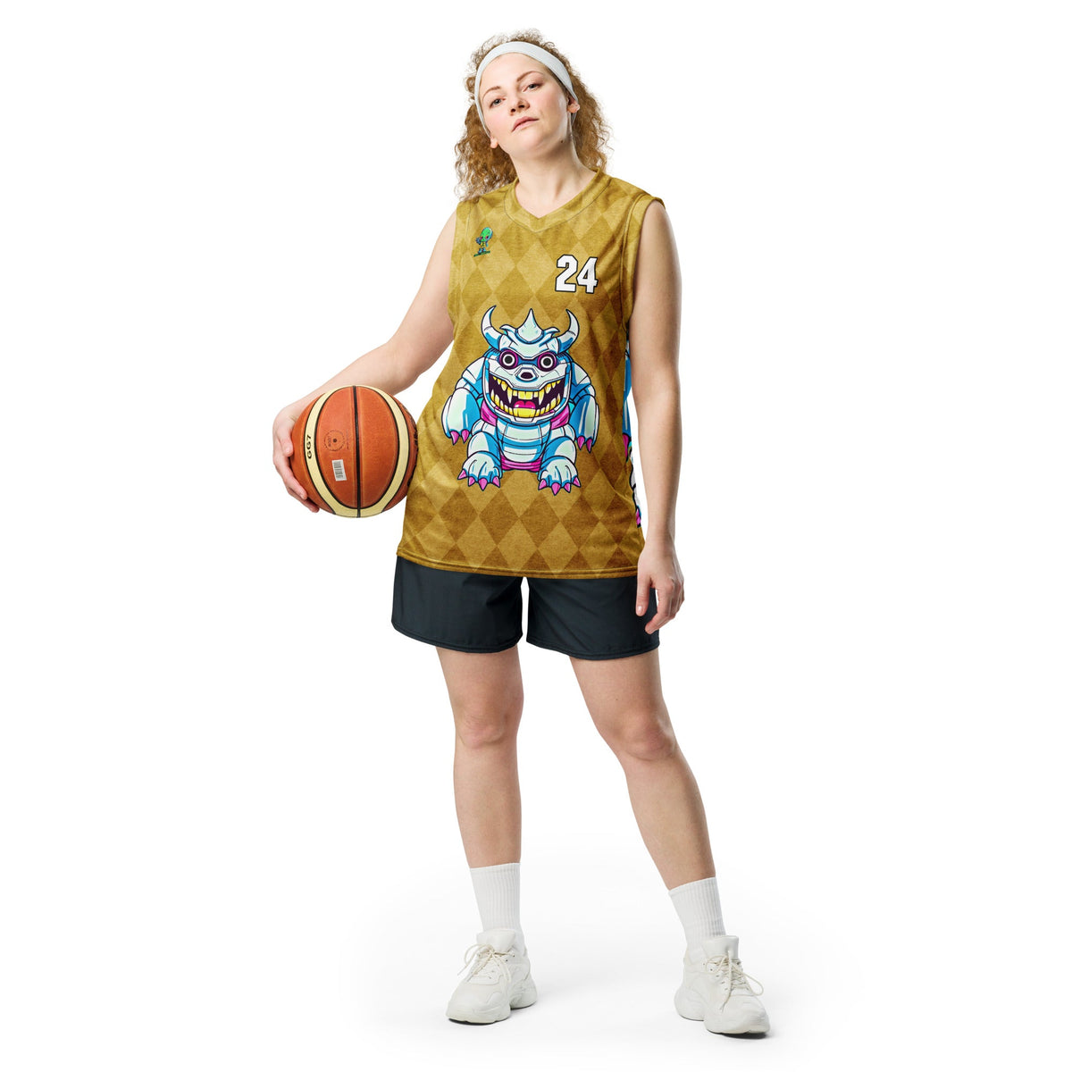 Kind Claw - Recycled unisex basketball jersey - Golden Argyle Colorway - BBairt