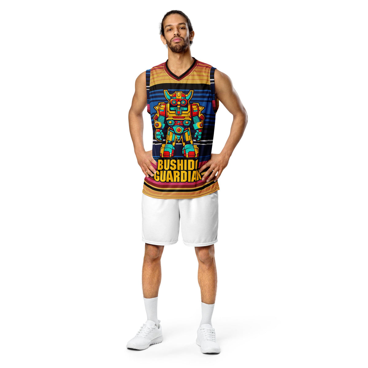 Mech Bushido Guardian - Recycled unisex basketball jersey - Neopolitan - BBairt