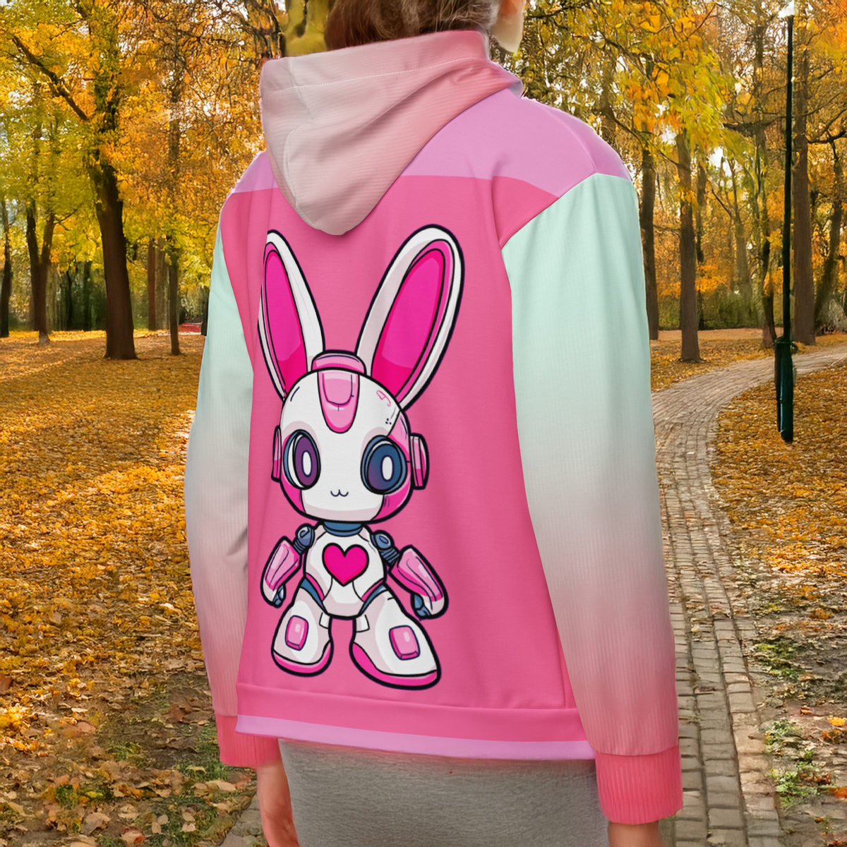 Nova the Heartbot - Unisex All - Over Print Zip Hoodie - BBairt