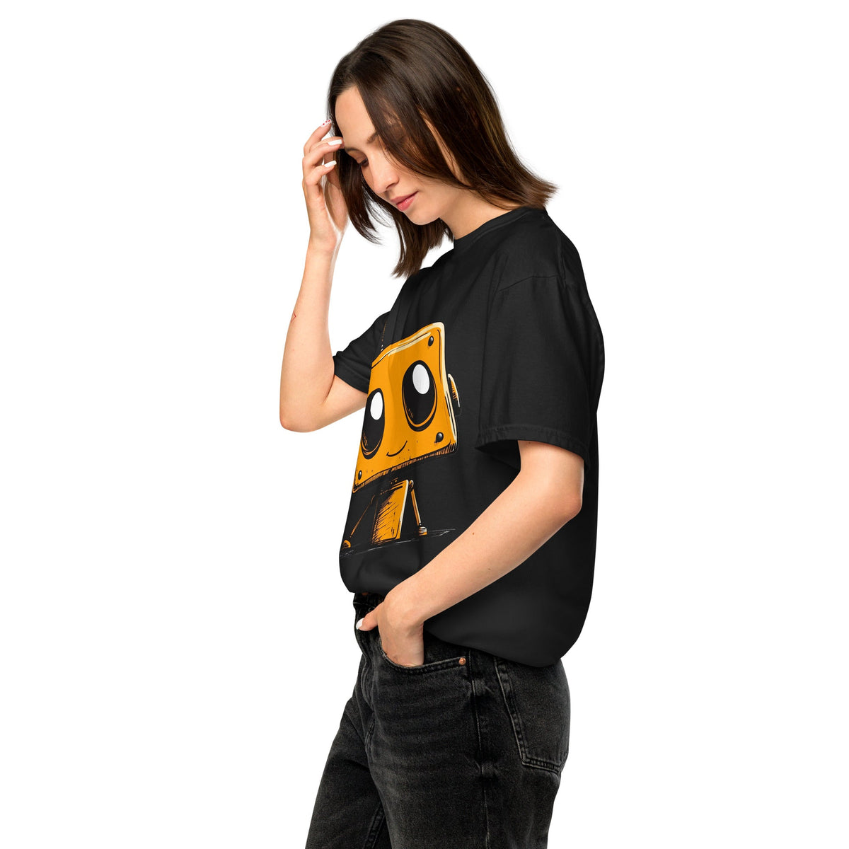 Orange Bot Buddy - Unisex garment - dyed heavyweight t-shirt - BBairt
