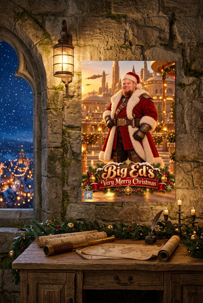 Big Ed – Guardian of Christmas – 12 × 18 inch premium luster photo paper poster; Big Ed memorial Christmas artwork, unframed product mockup by BBairt