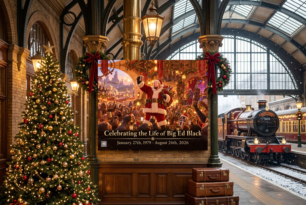 Big Ed – A Very Merry Christmas – 16 × 20 inch premium luster photo paper poster; Big Ed memorial Christmas artwork, unframed product mockup by BBairt