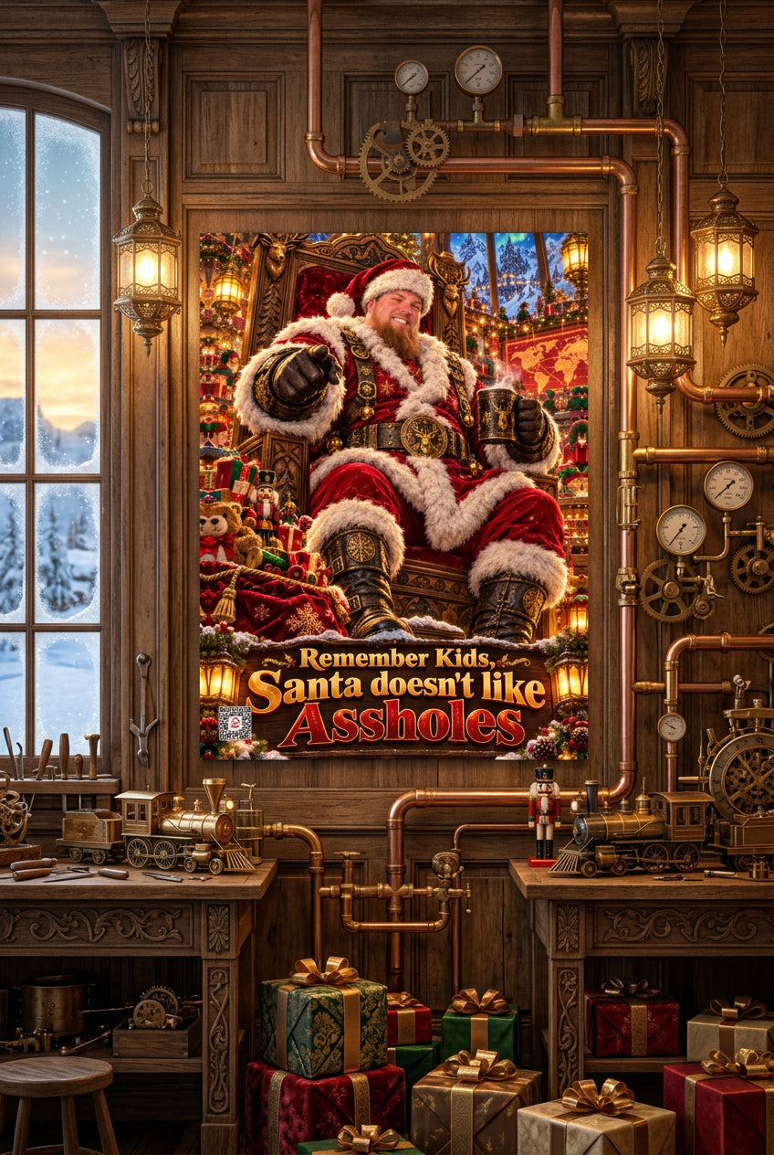 Big Ed – Throne of the North Pole – 18 × 24 inch premium luster photo paper poster; Big Ed memorial Christmas artwork, unframed product mockup by BBairt