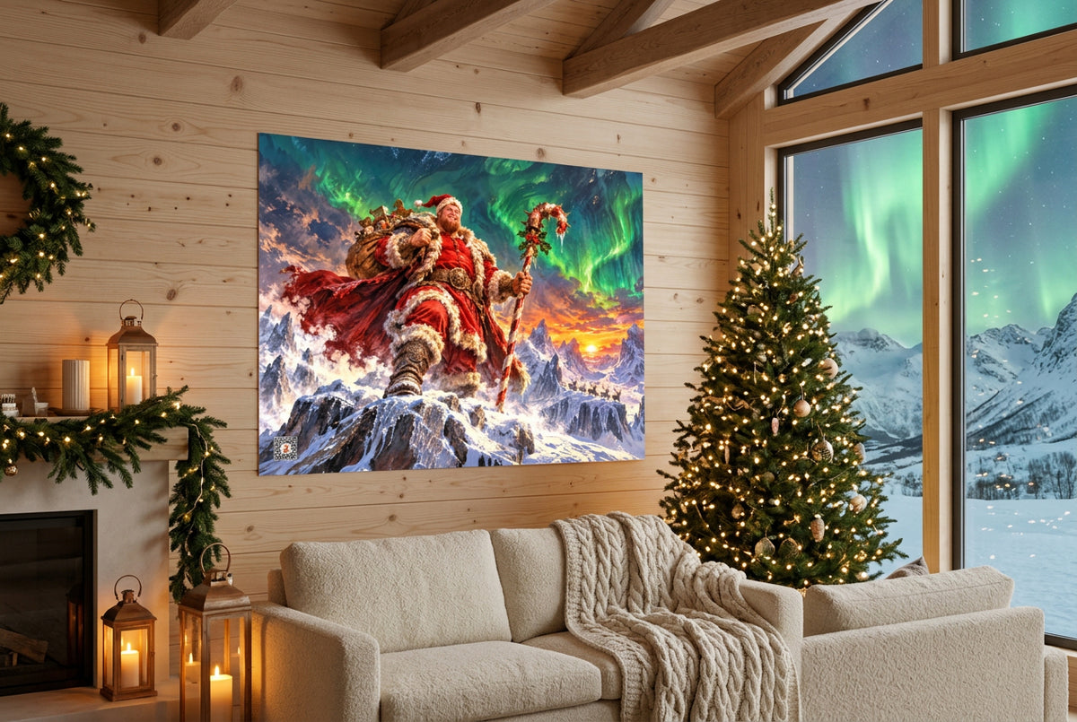 Big Ed – Under the Northern Lights – 18 × 24 inch premium luster photo paper poster; Big Ed memorial Christmas artwork, unframed product mockup by BBairt