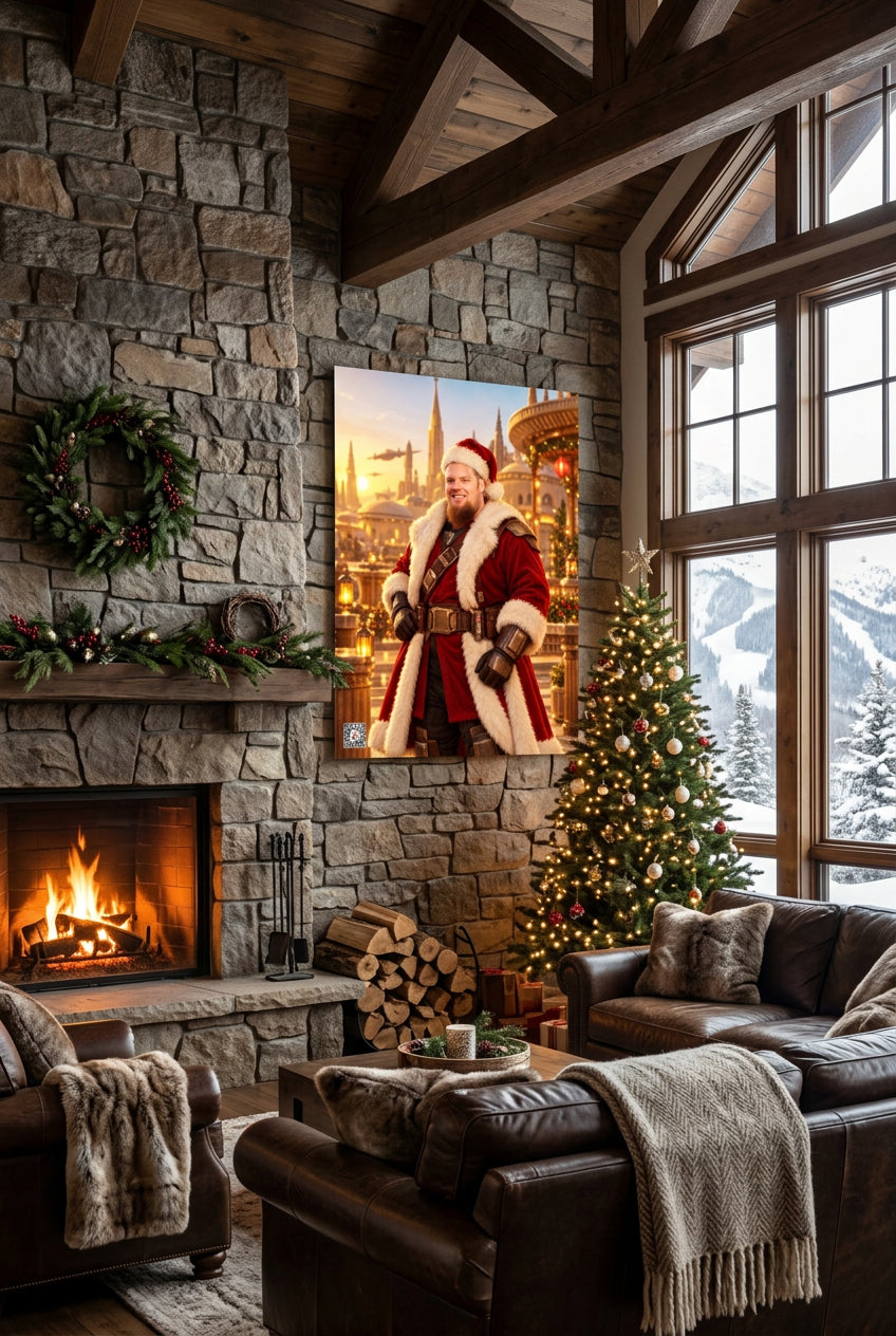 Big Ed – Santa Warrior at Sunset – 18 × 24 inch premium luster photo paper poster; Big Ed memorial Christmas artwork, unframed product mockup by BBairt