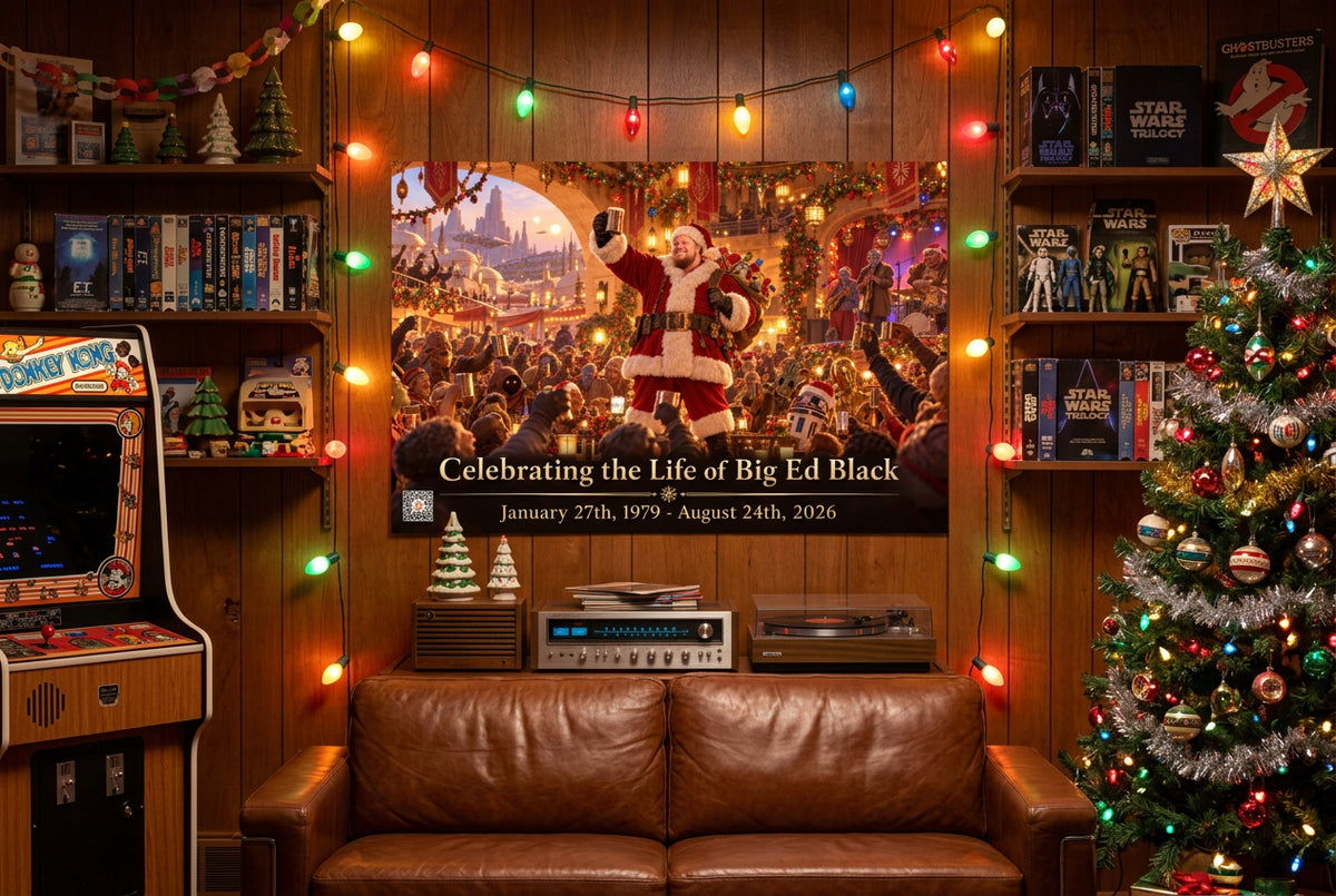 Big Ed – A Very Merry Christmas – 20 × 30 inch premium luster photo paper poster; Big Ed memorial Christmas artwork, unframed product mockup by BBairt