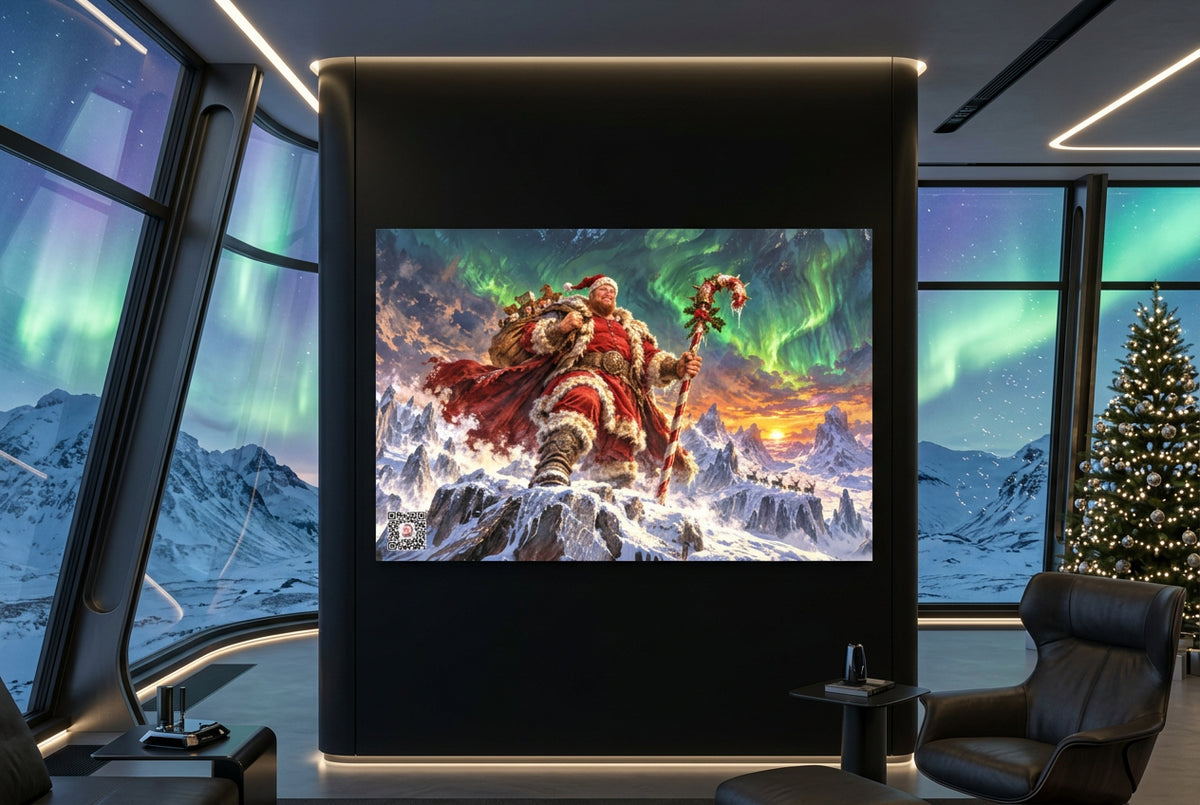 Big Ed – Under the Northern Lights – 20 × 30 inch premium luster photo paper poster; Big Ed memorial Christmas artwork, unframed product mockup by BBairt