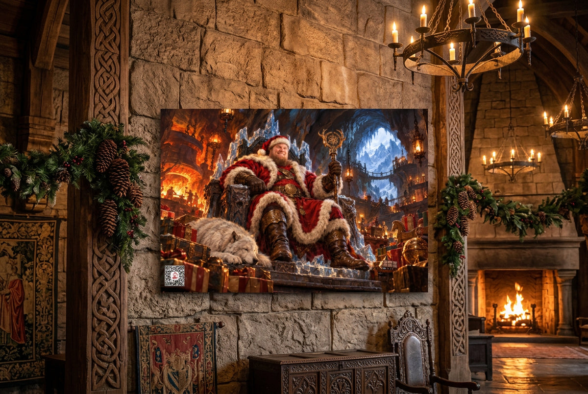 Big Ed – The Winterforge King – 24 × 36 inch premium luster photo paper poster; Big Ed memorial Christmas artwork, unframed product mockup by BBairt