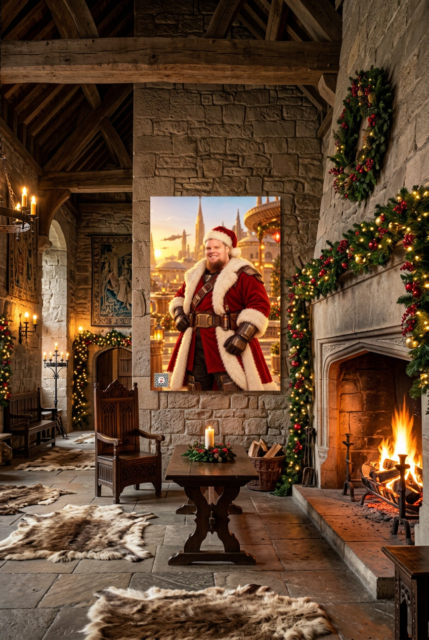 Big Ed – Santa Warrior at Sunset – 24 × 36 inch premium luster photo paper poster; Big Ed memorial Christmas artwork, unframed product mockup by BBairt