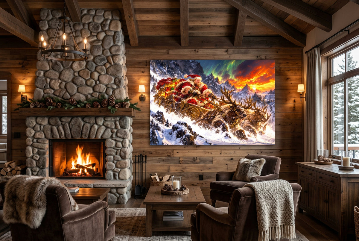 Big Ed – Christmas Across the Mountains – 24 × 36 inch premium luster photo paper poster; Big Ed memorial Christmas artwork, unframed product mockup by BBairt
