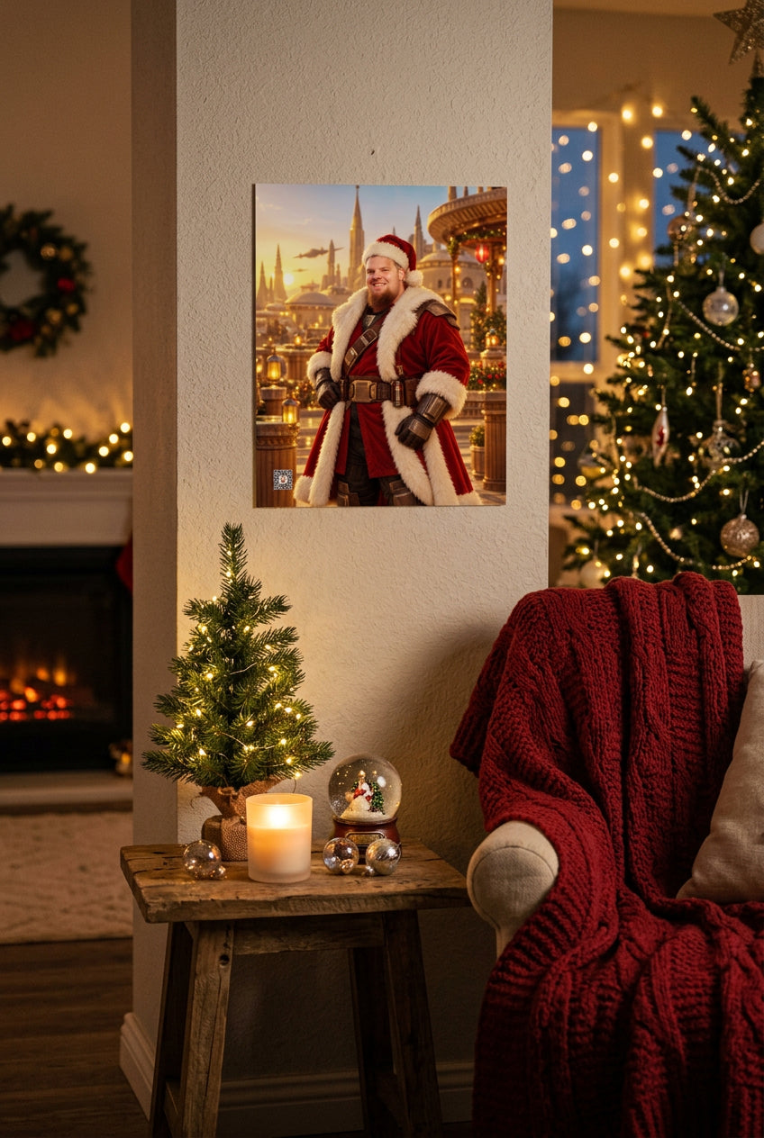 Big Ed – Santa Warrior at Sunset – 8 × 10 inch premium luster photo paper poster; Big Ed memorial Christmas artwork, unframed product mockup by BBairt
