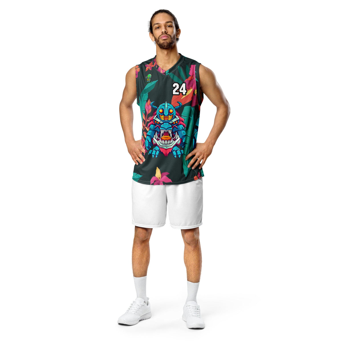 Rex the Reactor Watcher - Recycled unisex basketball jersey - Midnight Jungle - BBairt