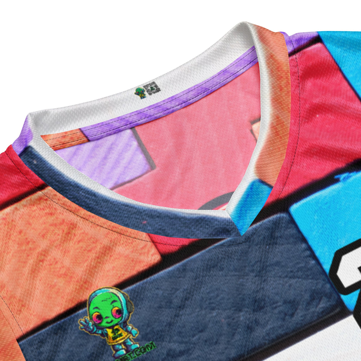 Robo Ranger - Recycled unisex basketball jersey - Block Fusion Colorway - BBairt