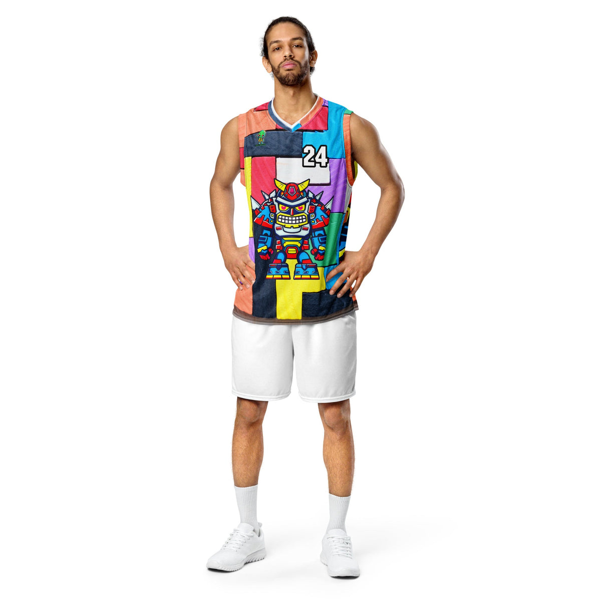 Robo Ranger - Recycled unisex basketball jersey - Block Fusion Colorway - BBairt