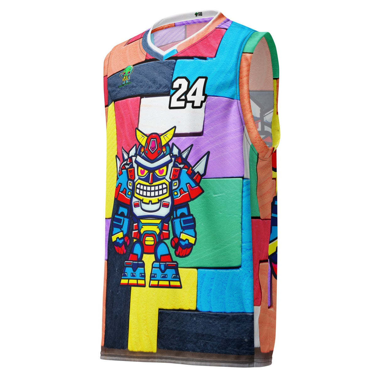 Robo Ranger - Recycled unisex basketball jersey - Block Fusion Colorway - BBairt