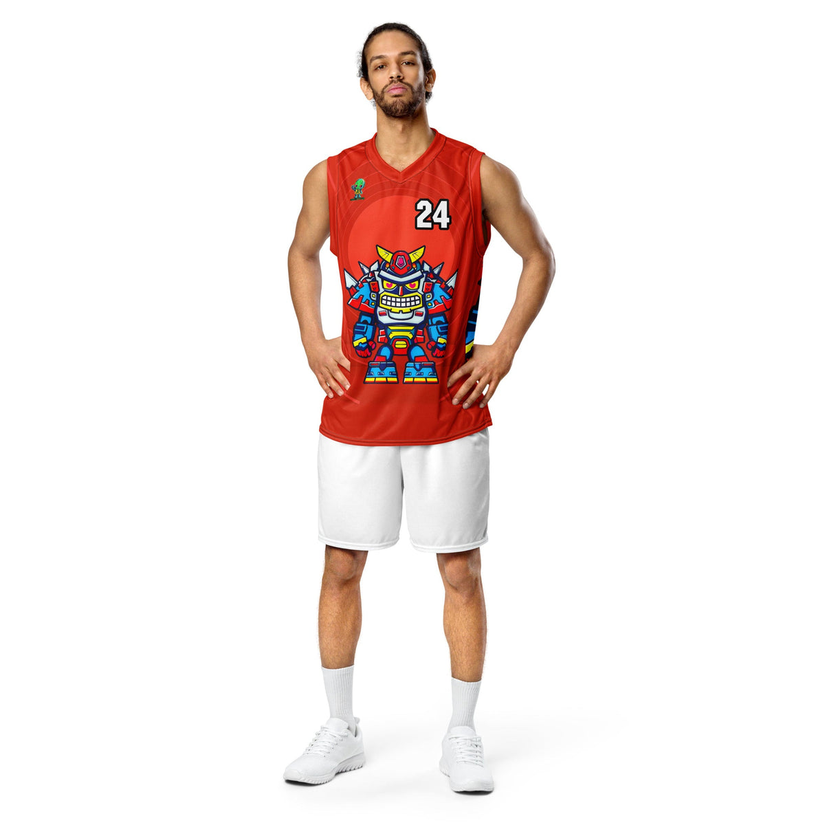 Robo Ranger - Recycled unisex basketball jersey - Crimson Vortex - BBairt