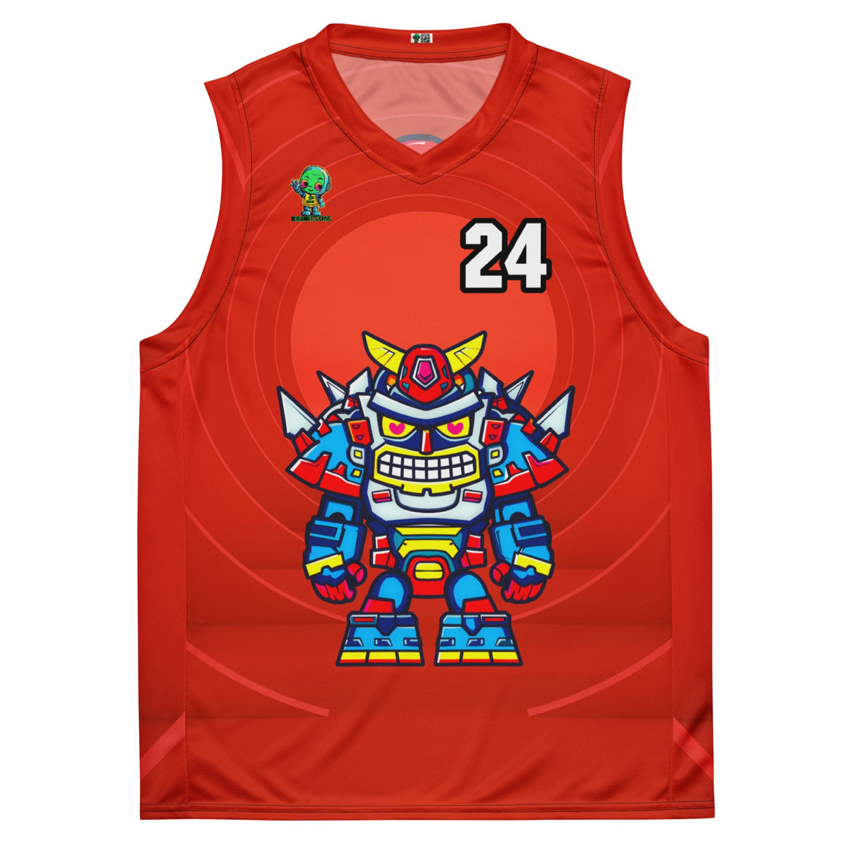Robo Ranger - Recycled unisex basketball jersey - Crimson Vortex - BBairt