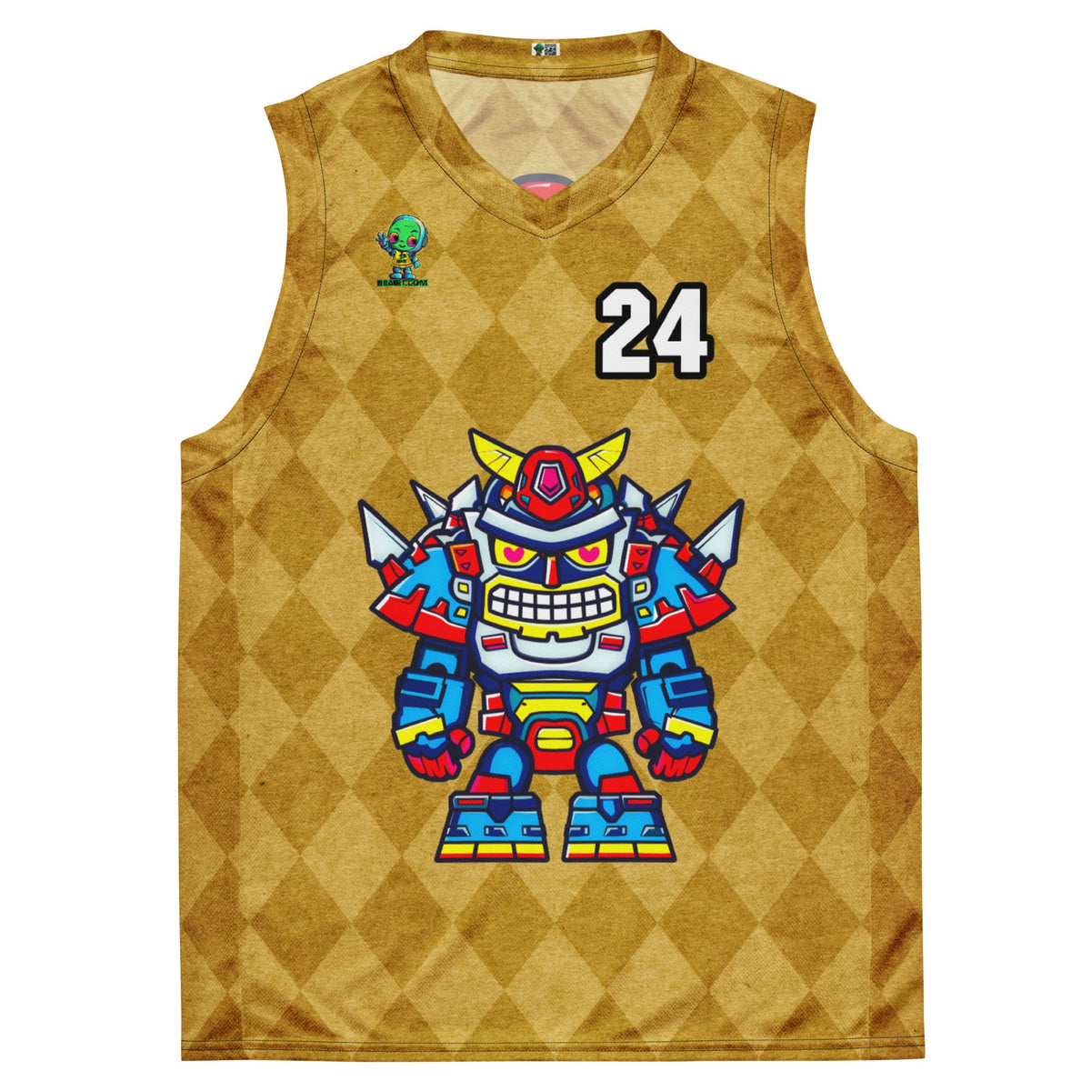 Robo Ranger - Recycled unisex basketball jersey - Golden Argyle - BBairt