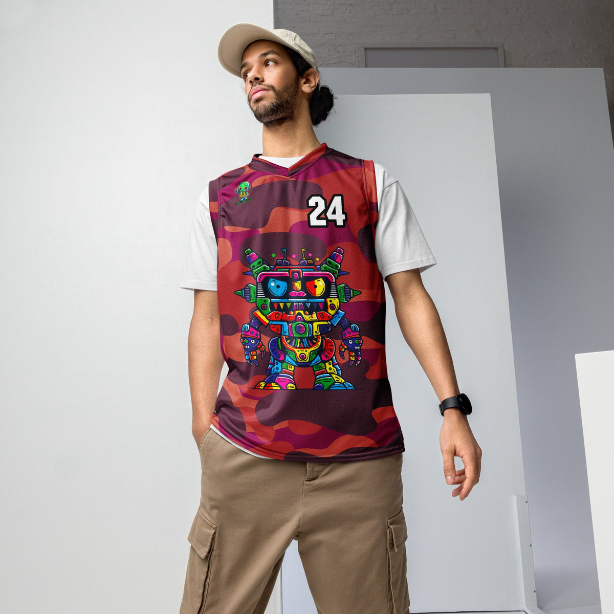 Robo Rebel - Recycled unisex basketball jersey - Inferno Camo Colorway - BBairt