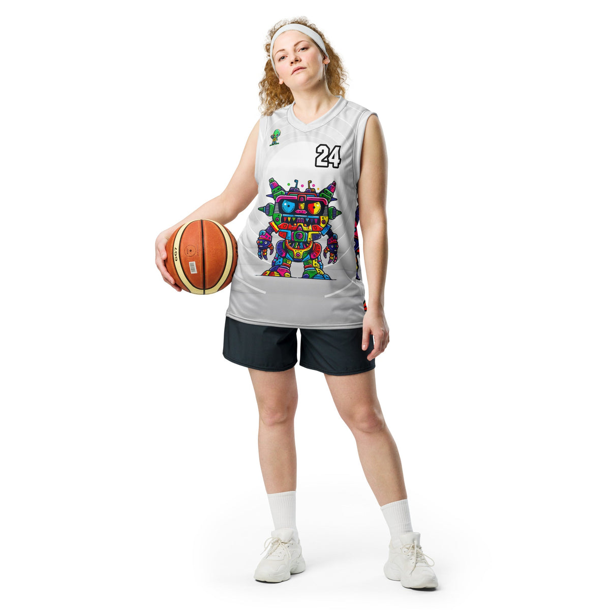 Robo Rebel - Recycled unisex basketball jersey - Ivory Vortex Colorway - BBairt