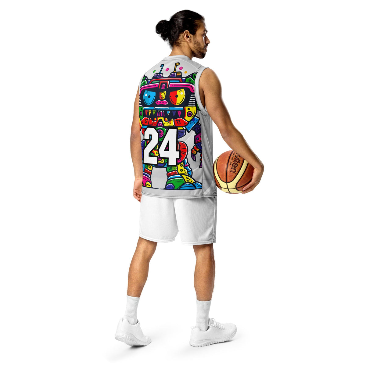 Robo Rebel - Recycled unisex basketball jersey - Ivory Vortex Colorway - BBairt