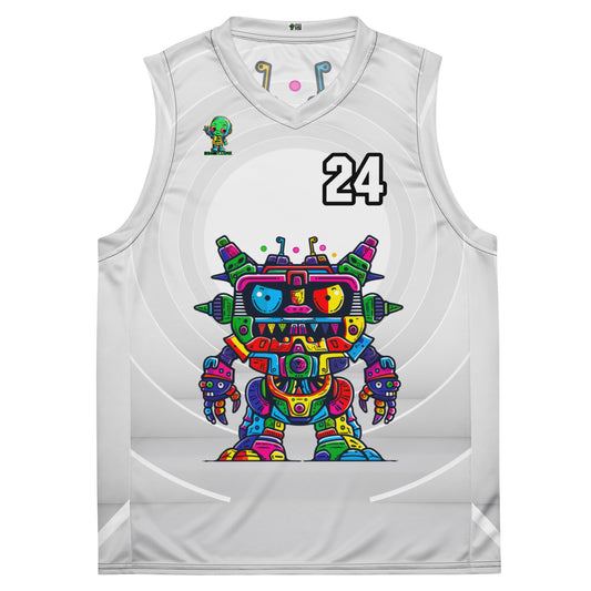 Robo Rebel - Recycled unisex basketball jersey - Ivory Vortex Colorway - BBairt