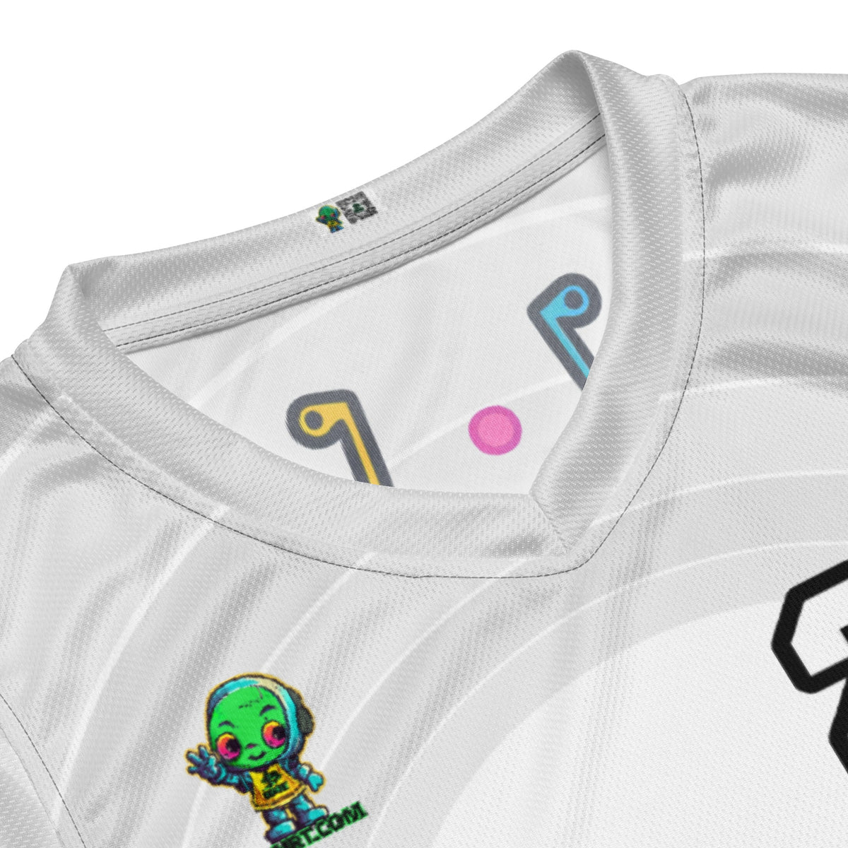 Robo Rebel - Recycled unisex basketball jersey - Ivory Vortex Colorway - BBairt