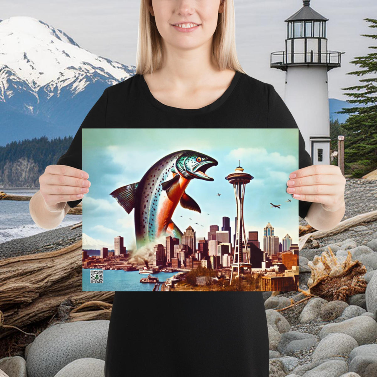 Salmon Surge in Seattle Alt - Photo paper poster - BBairt