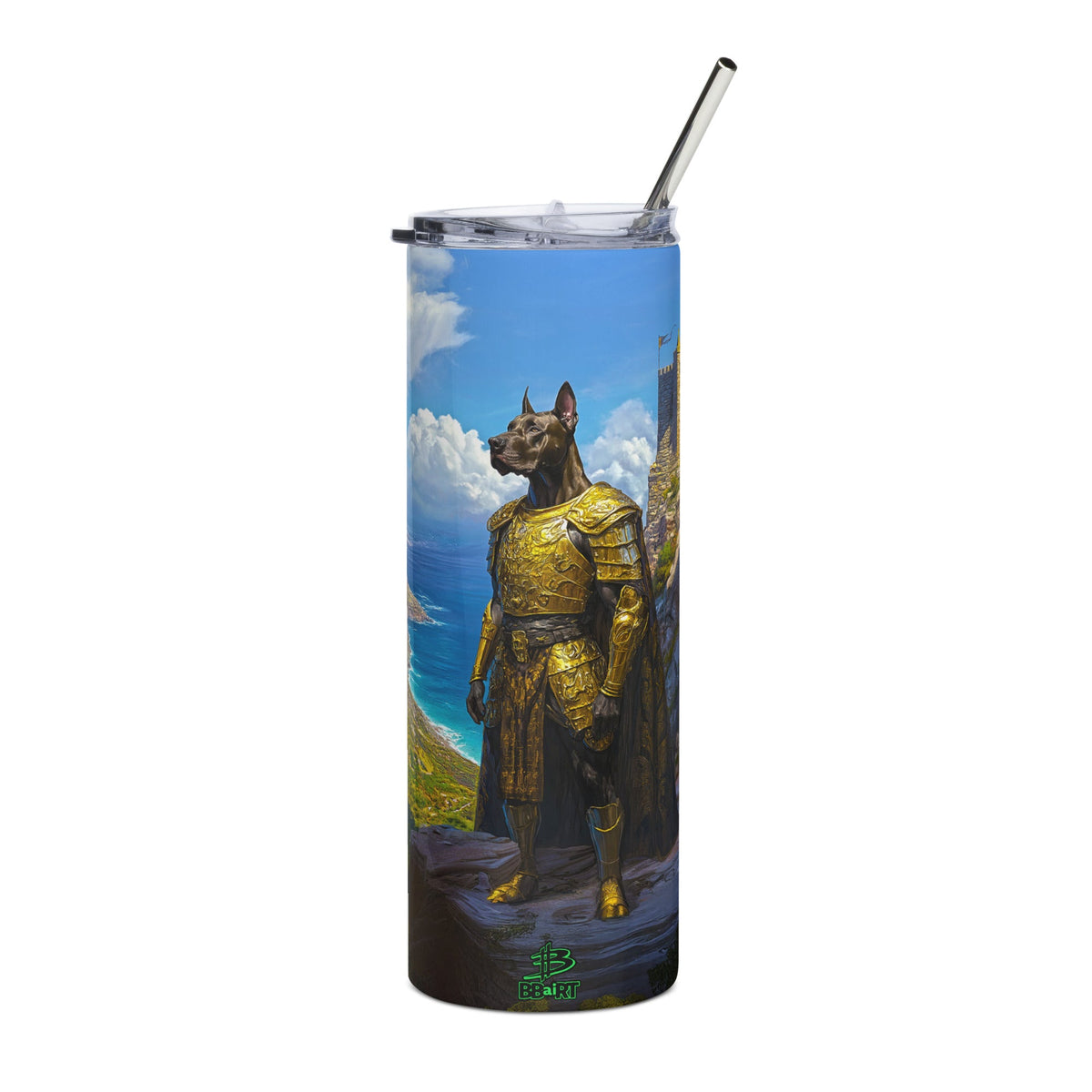 Sir Galathor the Great Dane Knight – Stainless Steel Tumbler - BBairt