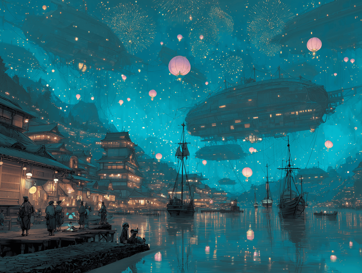 Skydrift Lantern Harbor – Photo Paper Poster - BBairt