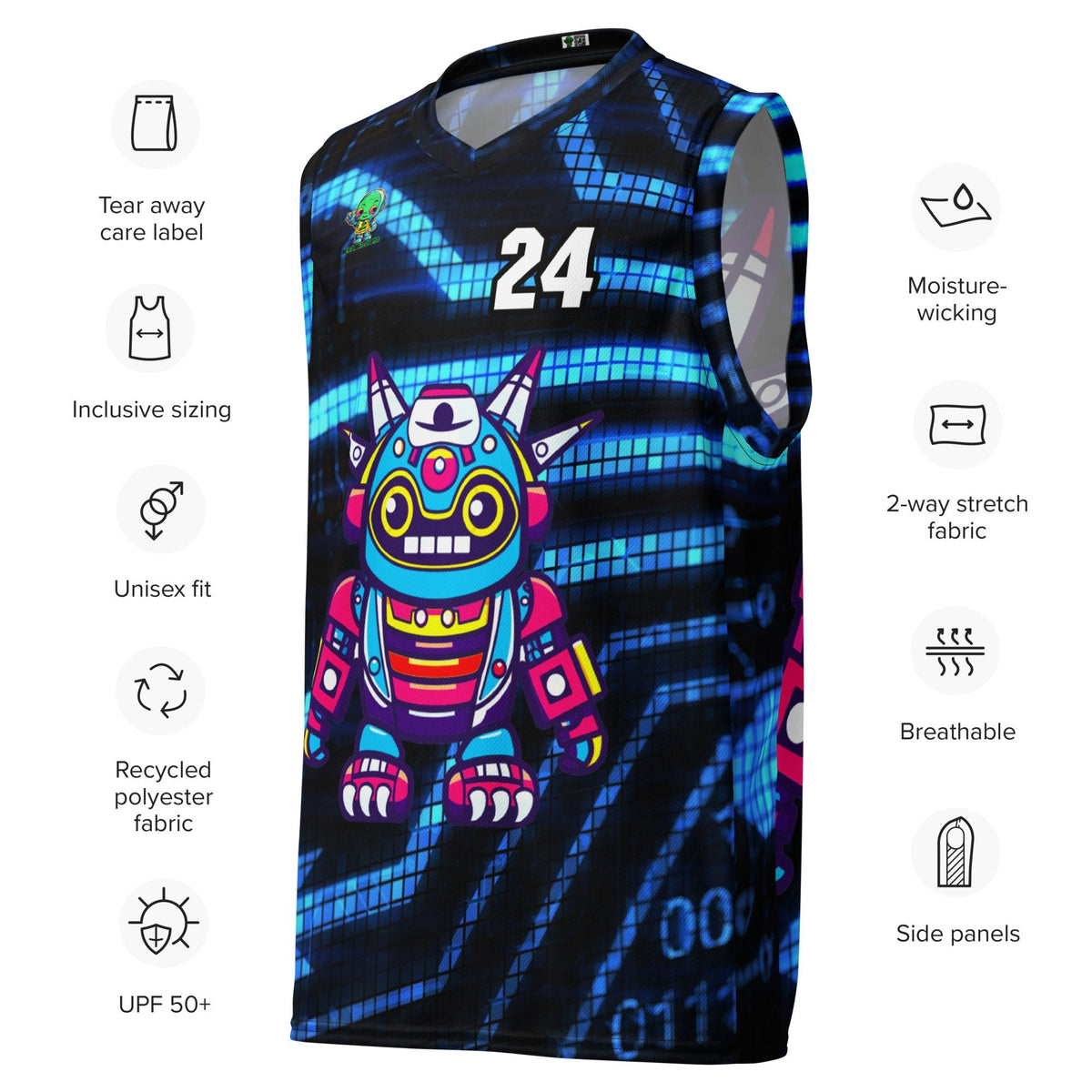 Techno Guardian - Recycled unisex basketball jersey - Digital Pulse Colorway - BBairt