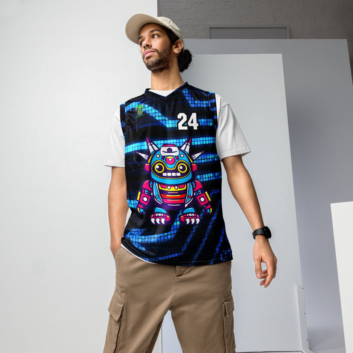 Techno Guardian - Recycled unisex basketball jersey - Digital Pulse Colorway - BBairt