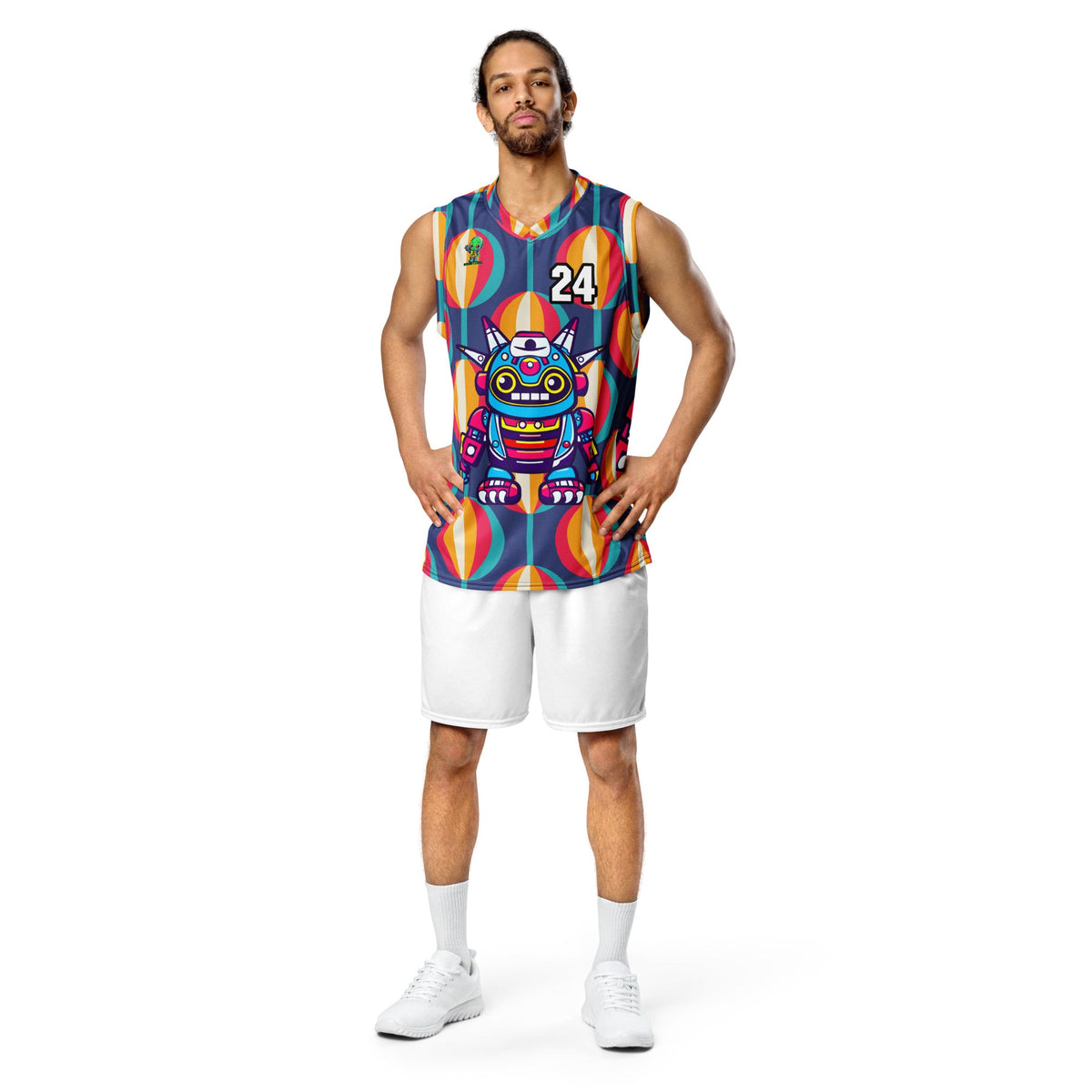 Techno Guardian - Recycled unisex basketball jersey - Retro Carnival Colorway - BBairt