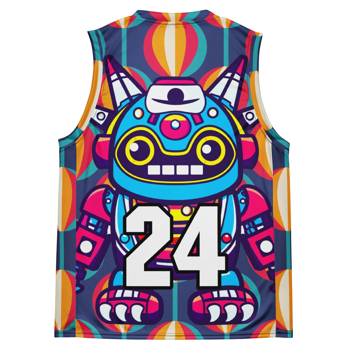 Techno Guardian - Recycled unisex basketball jersey - Retro Carnival Colorway - BBairt
