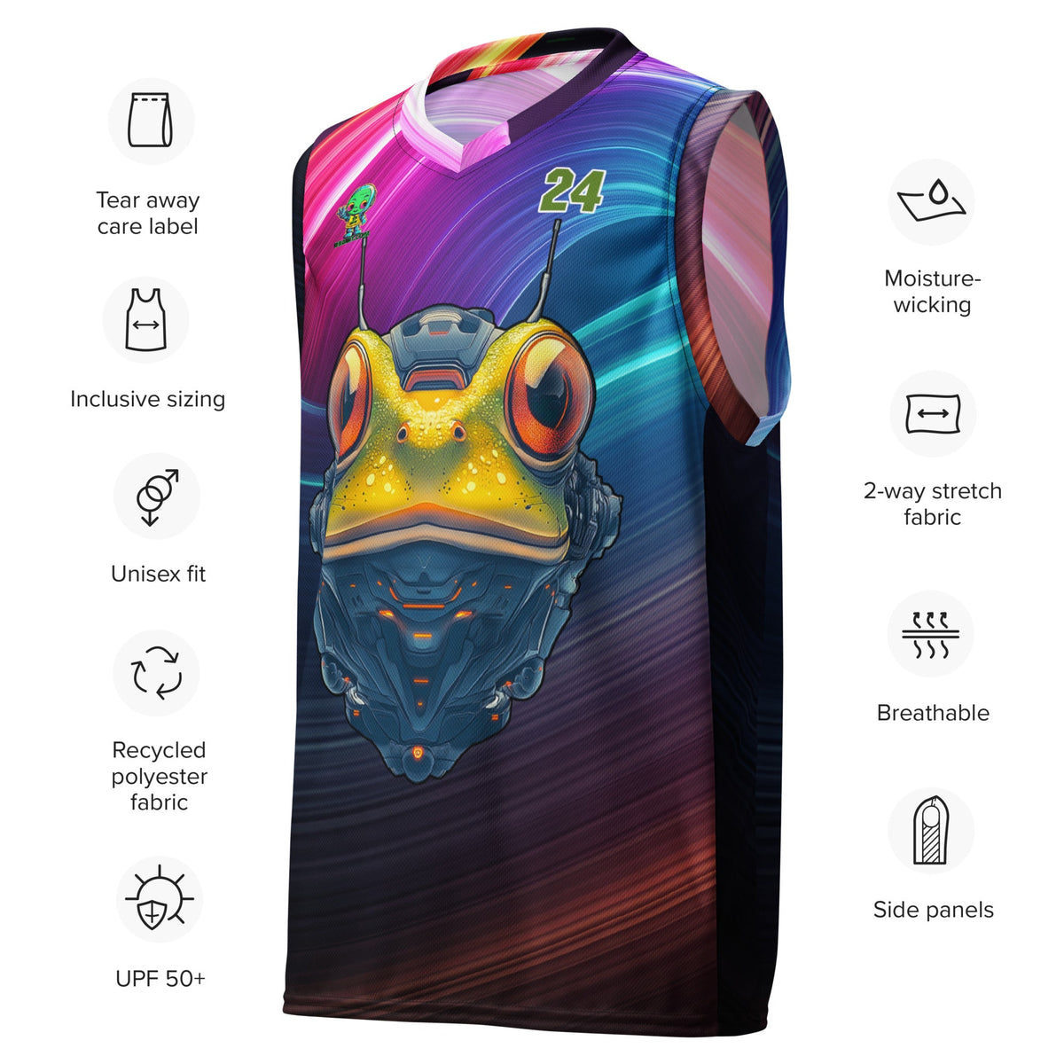 Techno Toad - Recycled unisex basketball jersey - BBairt