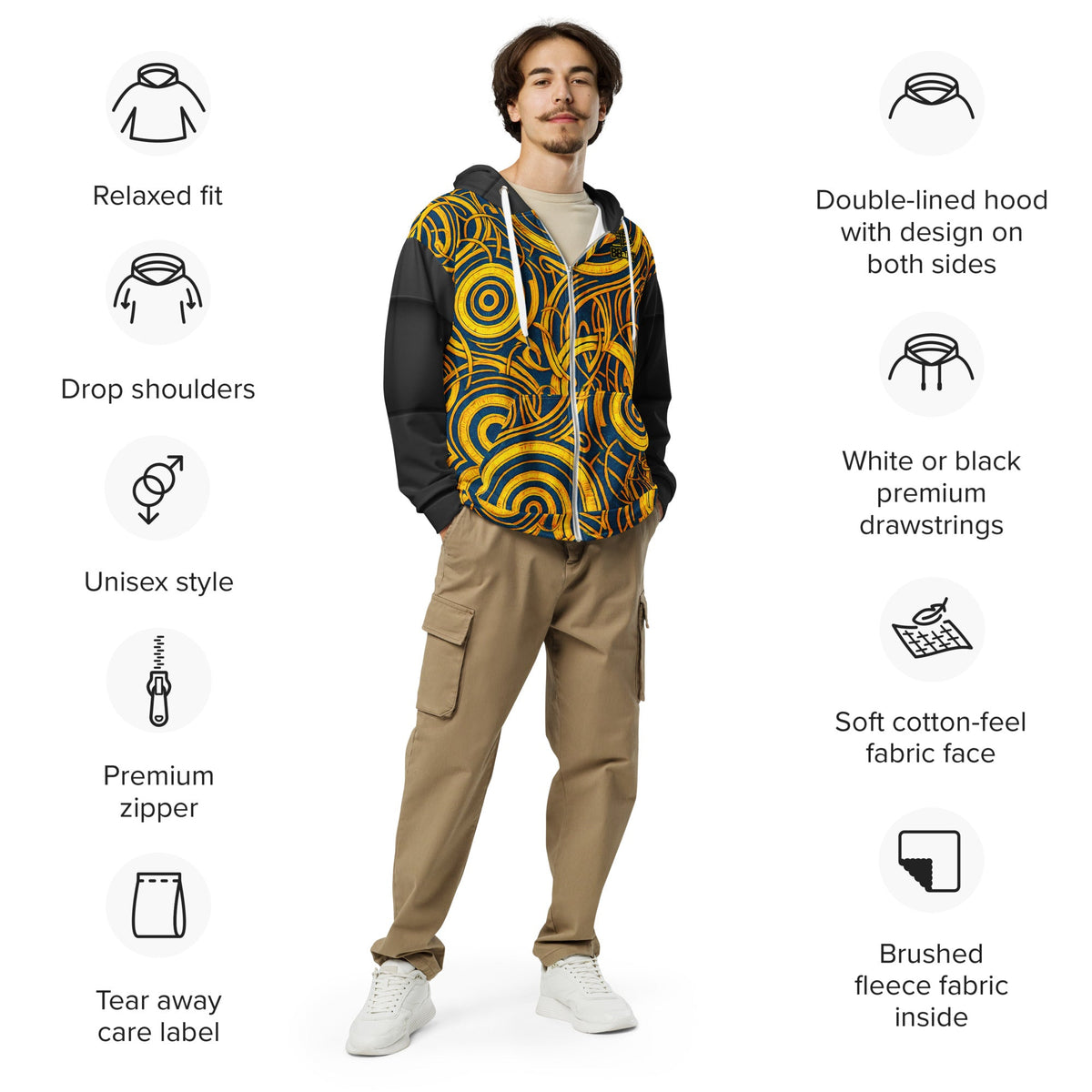 The Mask of Compassion: Landon - Unisex All - Over Print Zip Hoodie - BBairt