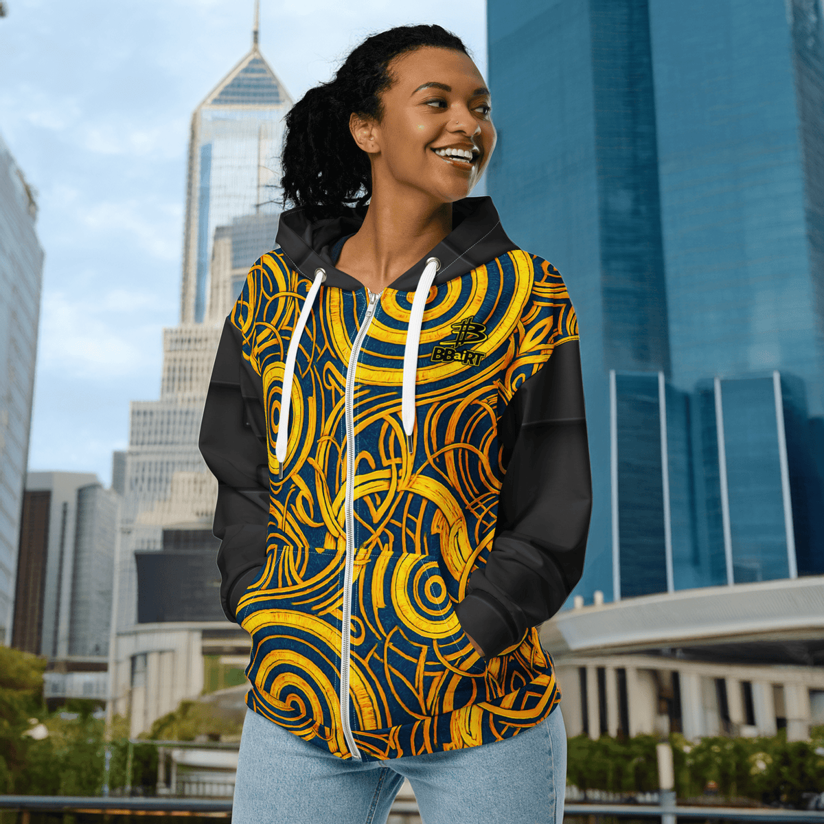 The Mask of Compassion: Landon - Unisex All - Over Print Zip Hoodie - BBairt