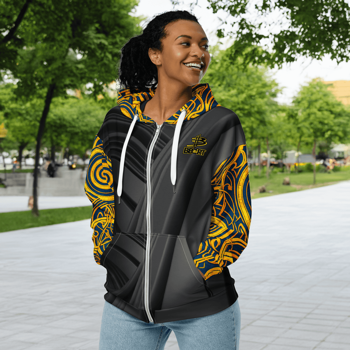 The Mask of Valor: Kara - Unisex All - Over Print Zip Hoodie - BBairt