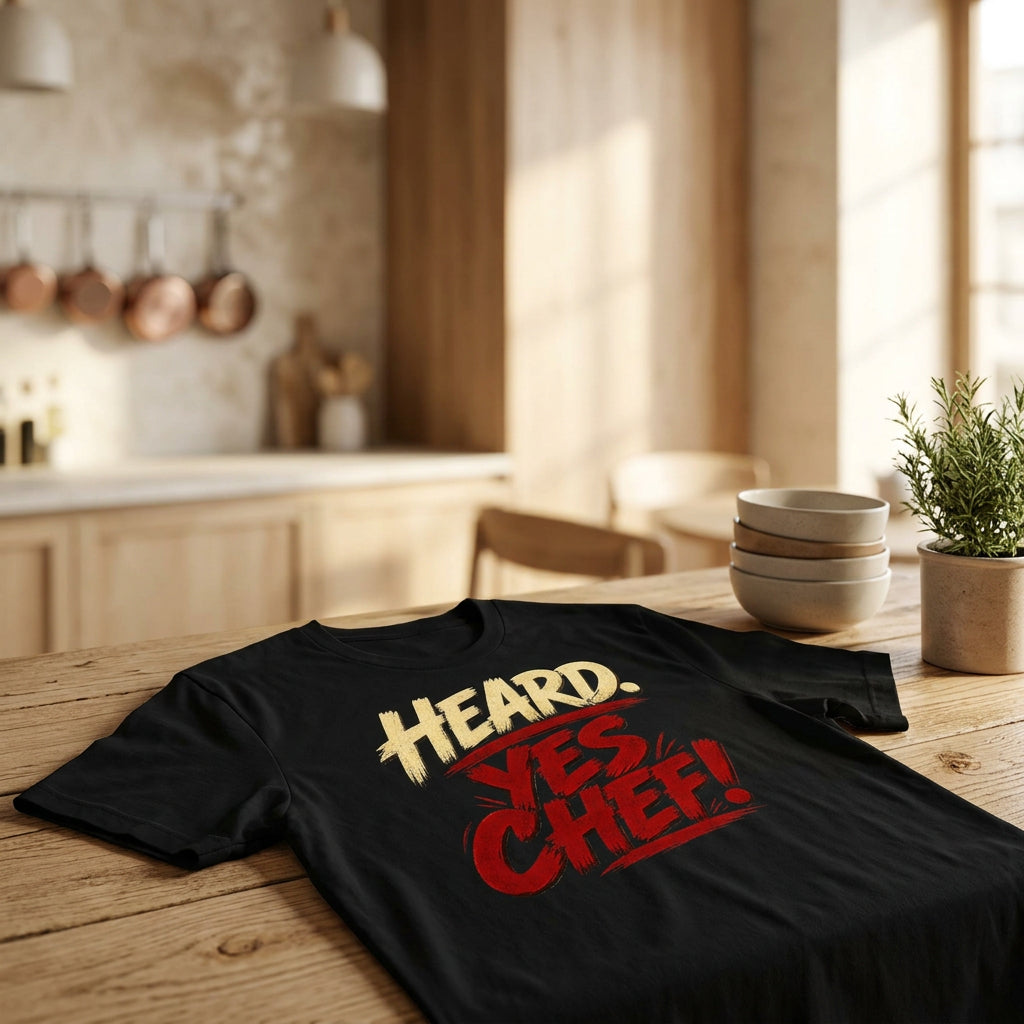 Heard. Yes Chef! unisex staple T-shirt — black front view mockup